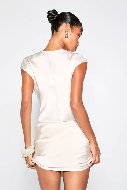 Satin Cowl Fitted Top