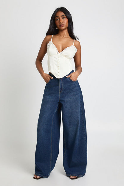 Lace Trim Boned Corset Top