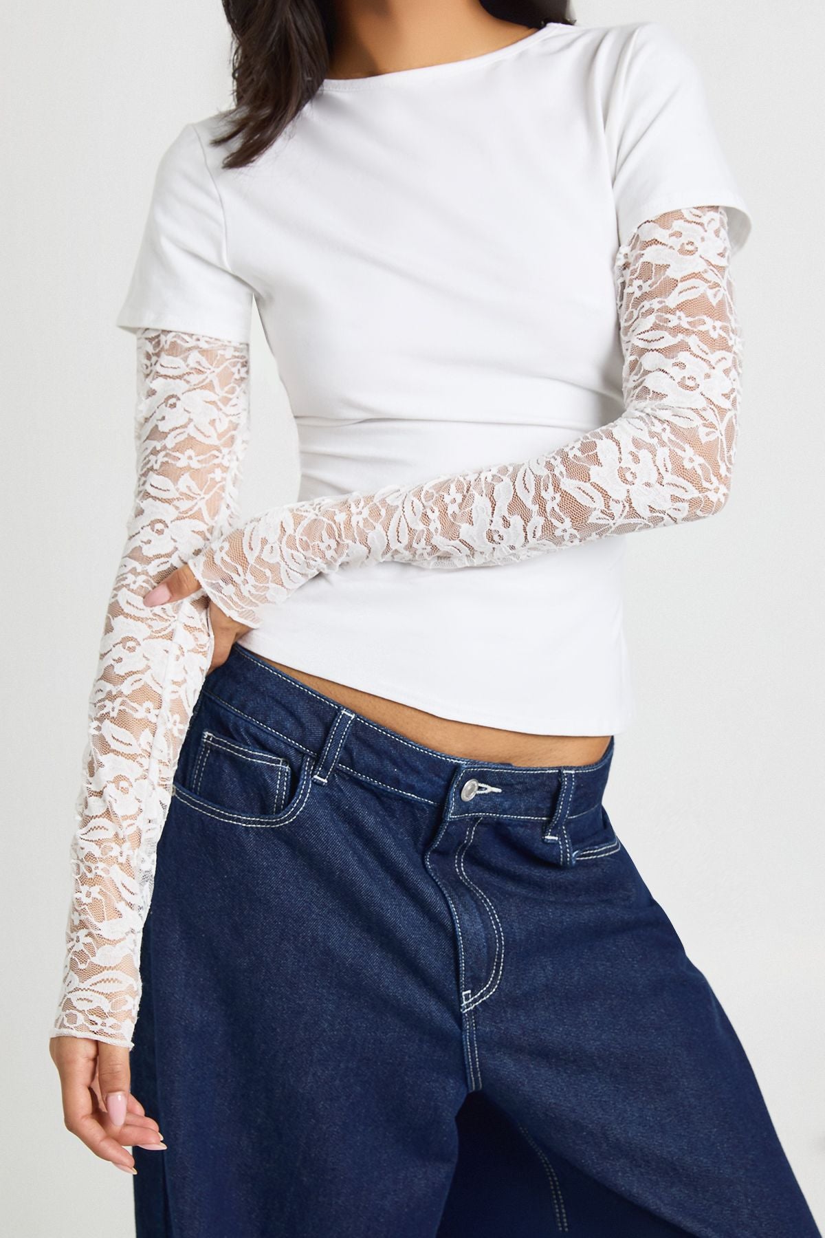 Lace Sleeved Baby Tee