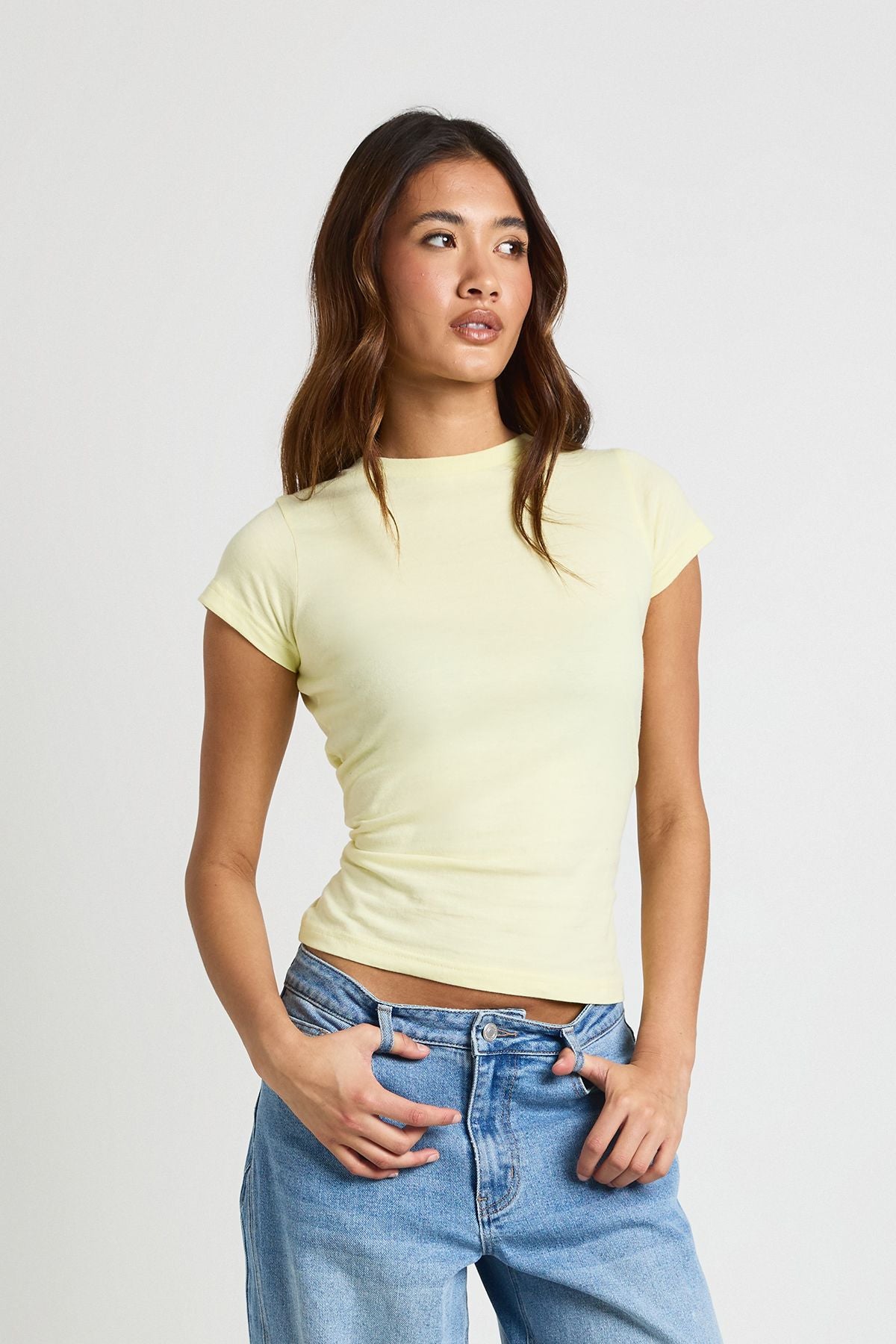 Basic Short Sleeve Longline Fitted Top
