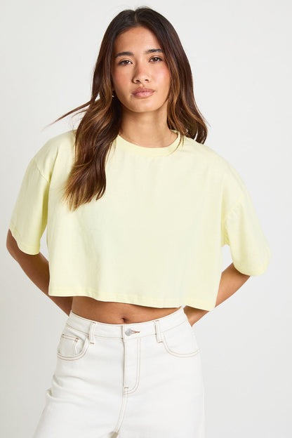 Basic Oversized Boxy Crop T-Shirt