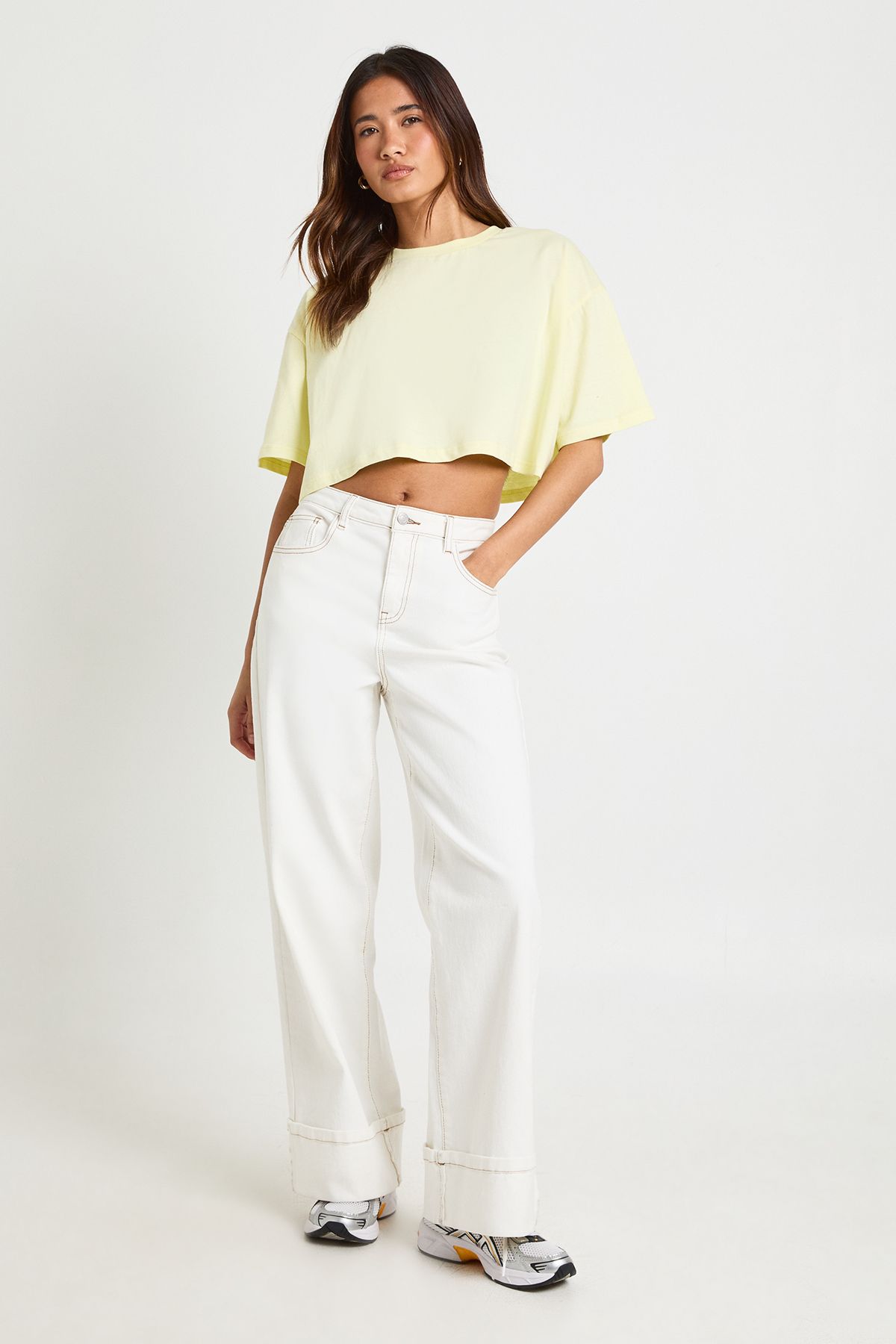 Basic Oversized Boxy Crop T-Shirt