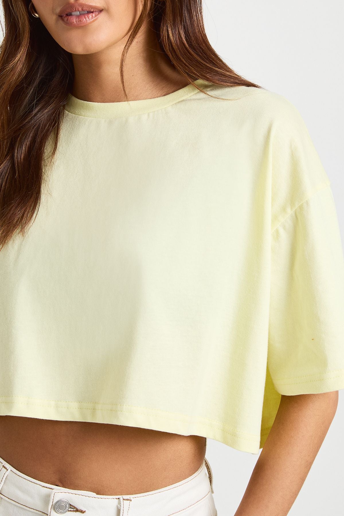 Basic Oversized Boxy Crop T-Shirt