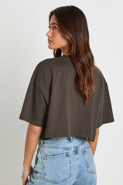 Basic Oversized Boxy Crop T-Shirt