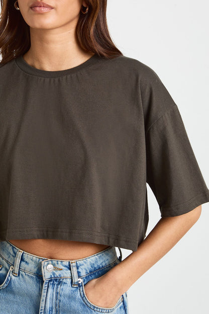 Basic Oversized Boxy Crop T-Shirt