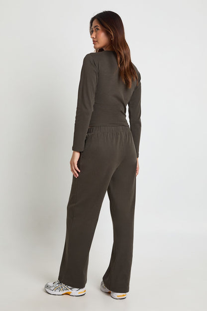 Cotton Button Through Crew Neck Top & Trouser Co Ord