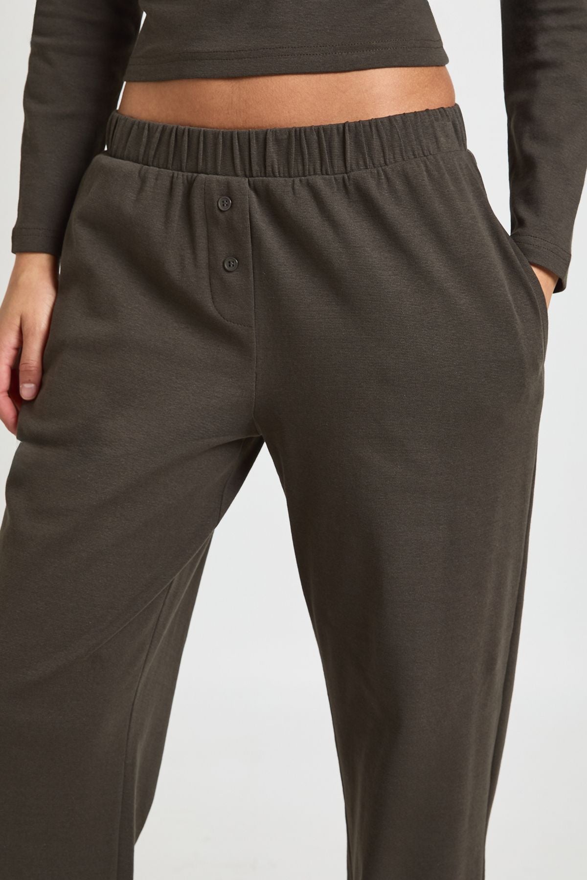 Cotton Button Through Crew Neck Top & Trouser Co Ord