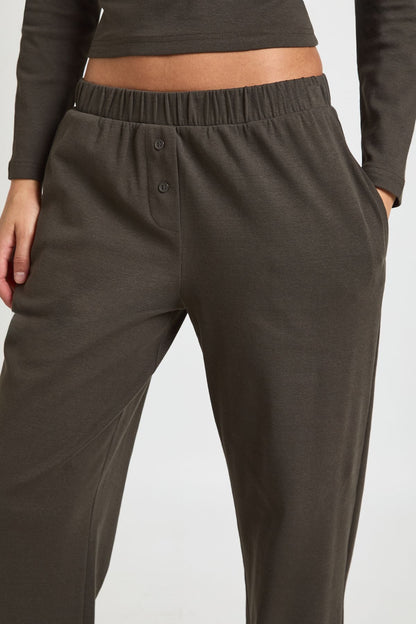 Cotton Button Through Crew Neck Top & Trouser Co Ord