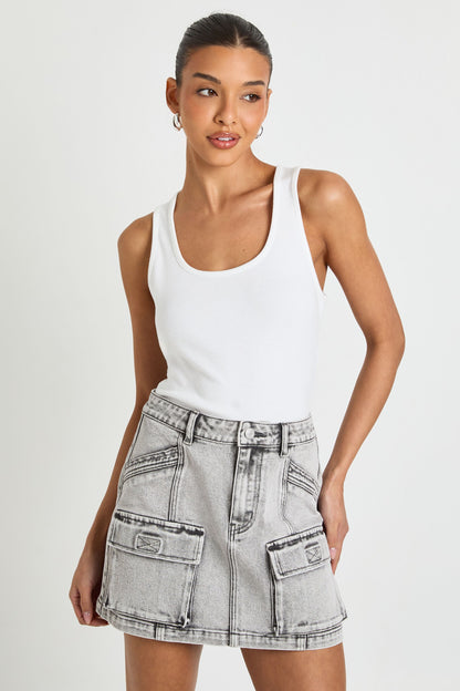 Cargo Denim Mini Skirt