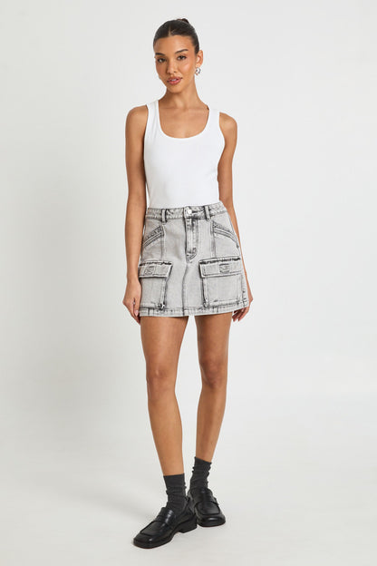 Cargo Denim Mini Skirt