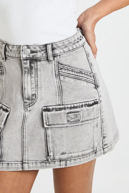 Cargo Denim Mini Skirt