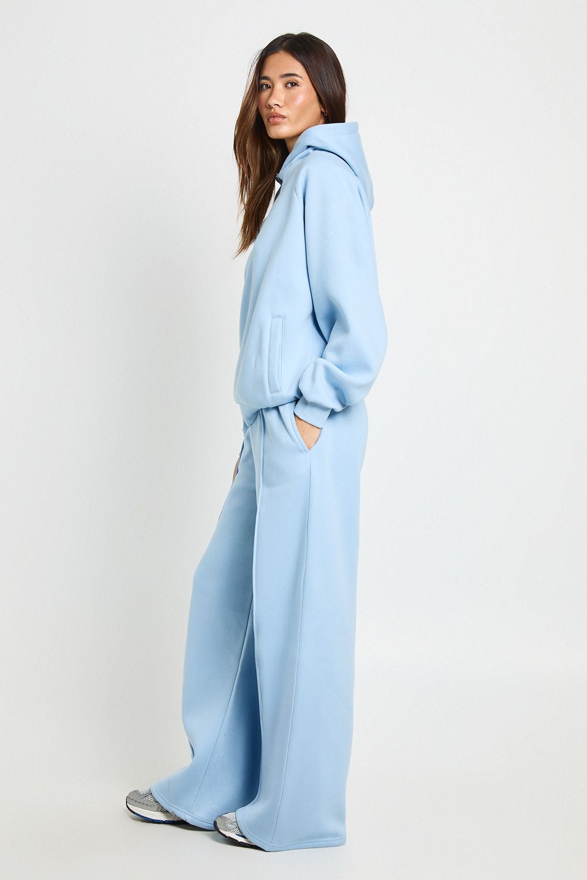 Oversized Hoodie And Pintuck Straight Leg Jogger Tracksuit