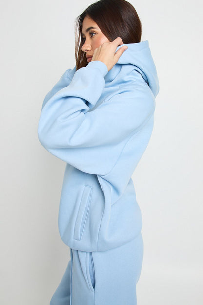 Oversized Hoodie And Pintuck Straight Leg Jogger Tracksuit