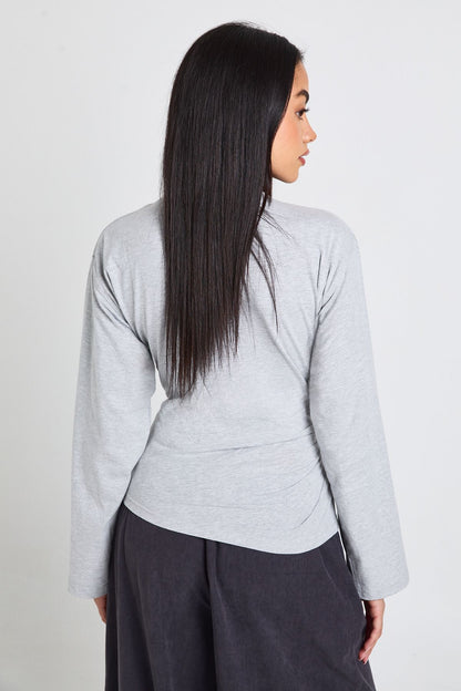 Flare Sleeve Cinched Waist Top