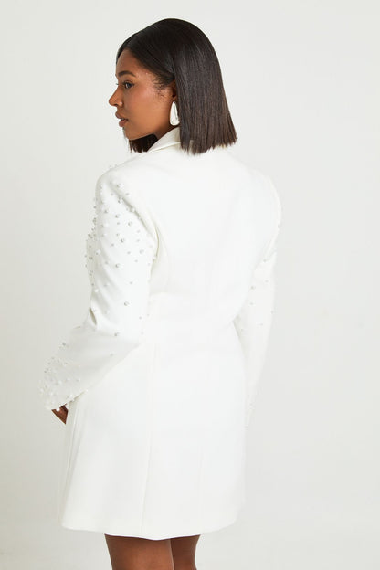 Plus Pearl Embellished Blazer Dress