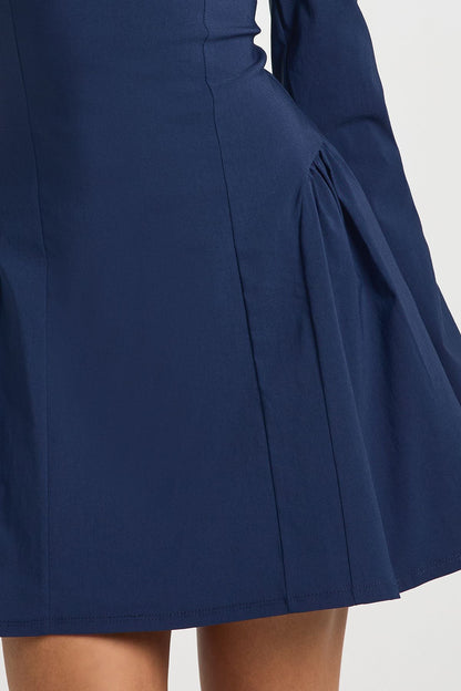 Bengaline Square Neck Gathered Waist Skater Dress