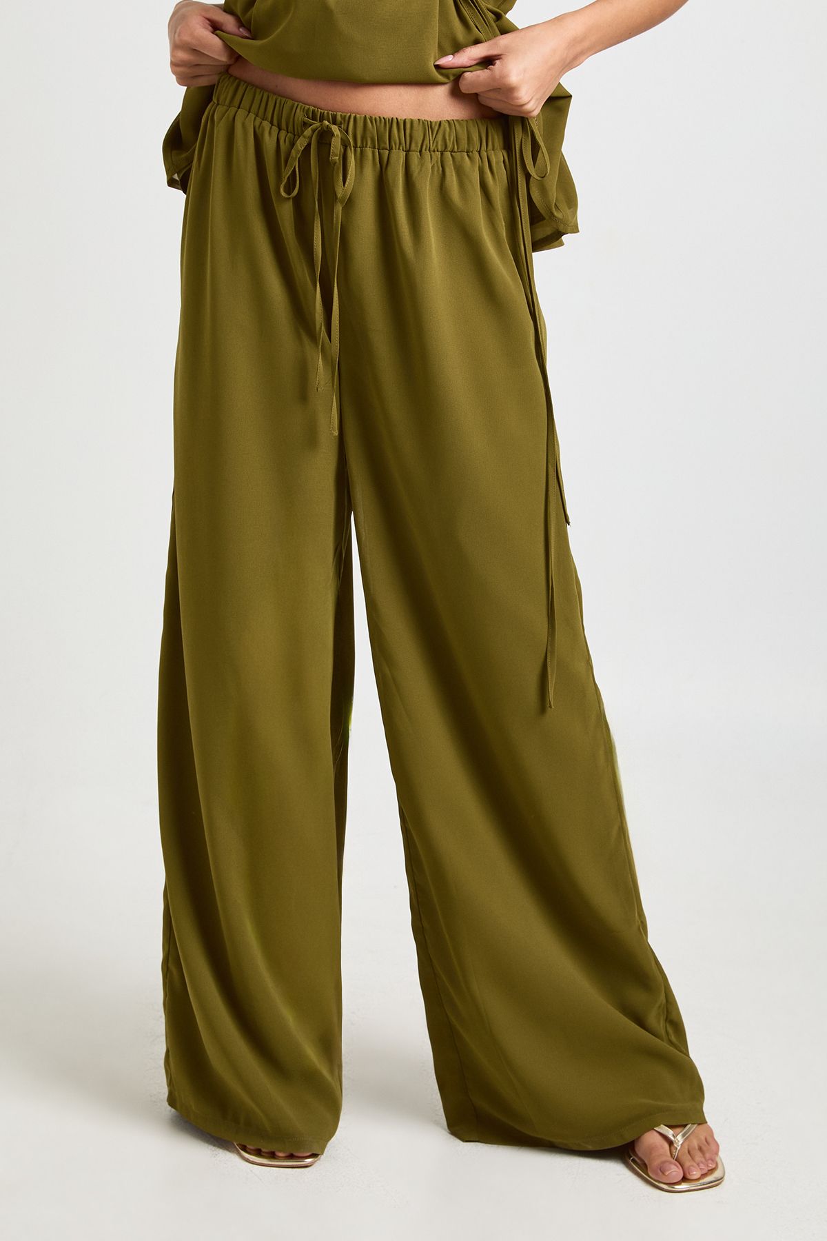 Chiffon Low Rise Wide Leg Trousers