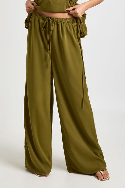 Chiffon Low Rise Wide Leg Trousers