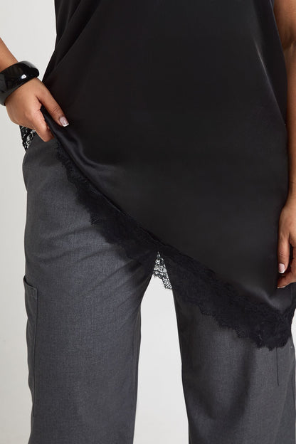 Plus Scoop Neck Asymmetric Hem Cami Top