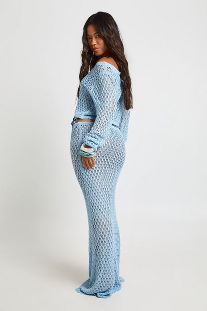 Crochet Knit Beach Maxi Skirt