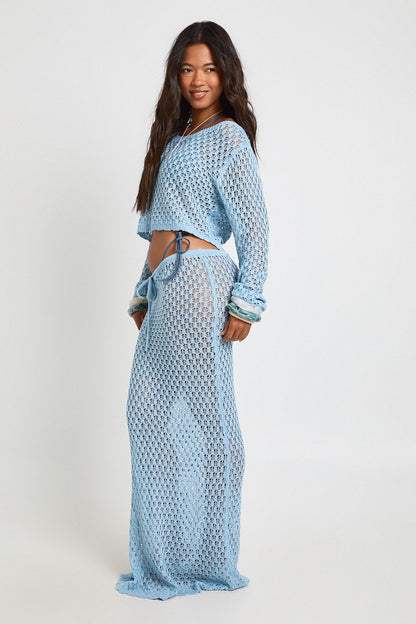 Crochet Knit Beach Maxi Skirt
