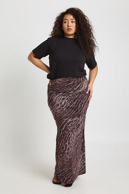 Plus Leopard Mesh Maxi Skirt