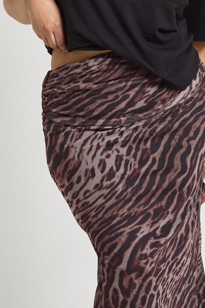 Plus Leopard Mesh Maxi Skirt