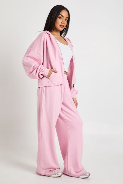 Washed Distressed Hem Straight Leg Tracksuit