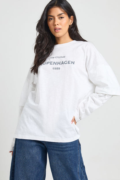 Copenhagan Printed Double Long  Sleeve T-shirt