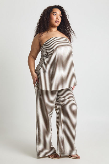 Plus Stripe Wide Leg Trouser