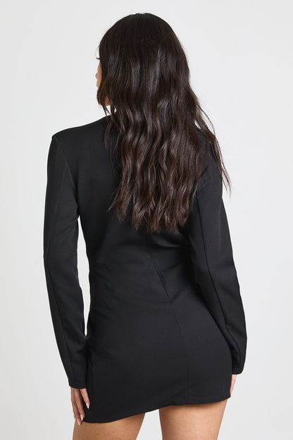 Seam Detail Plunge Front Mini Dress