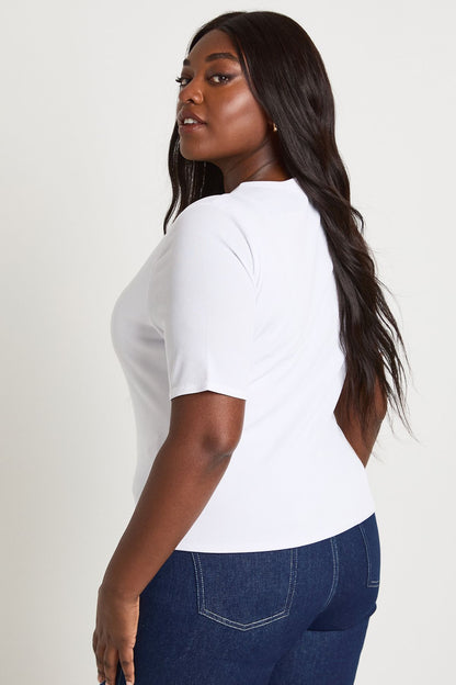 Plus Double Layer Button Down Short Sleeve Top