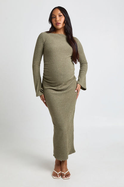 Maternity Slash Neck Midaxi Dress