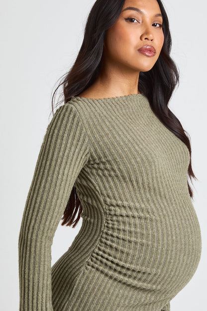 Maternity Slash Neck Midaxi Dress