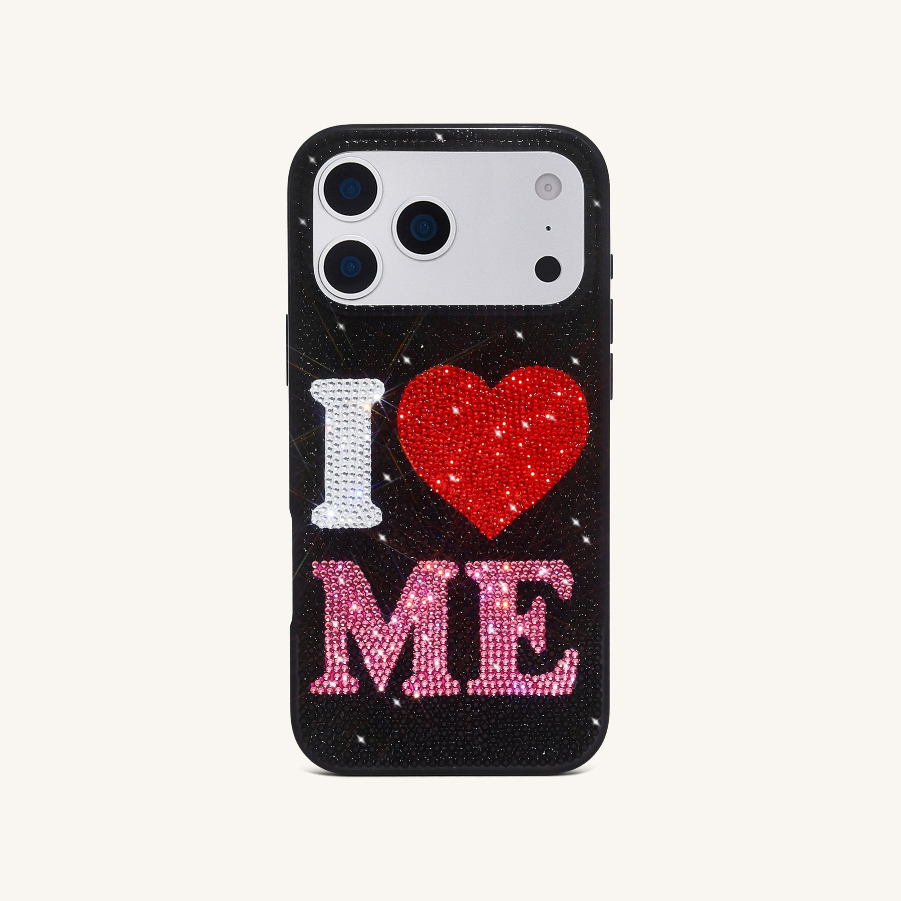 I Love Me Artificial Crystal Phone Case - Black