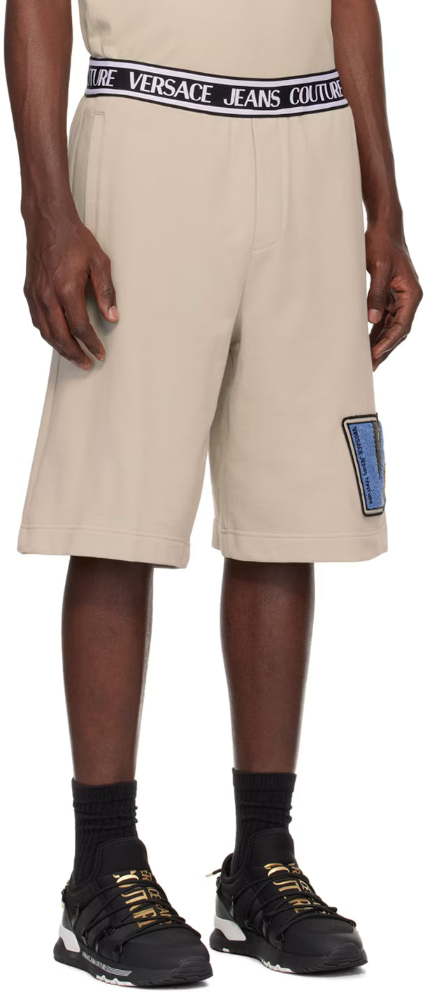 Beige V-Patch Shorts
