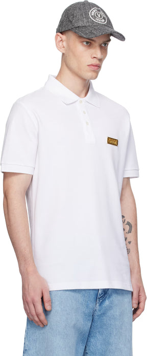 White Logo Slim-Fit Polo