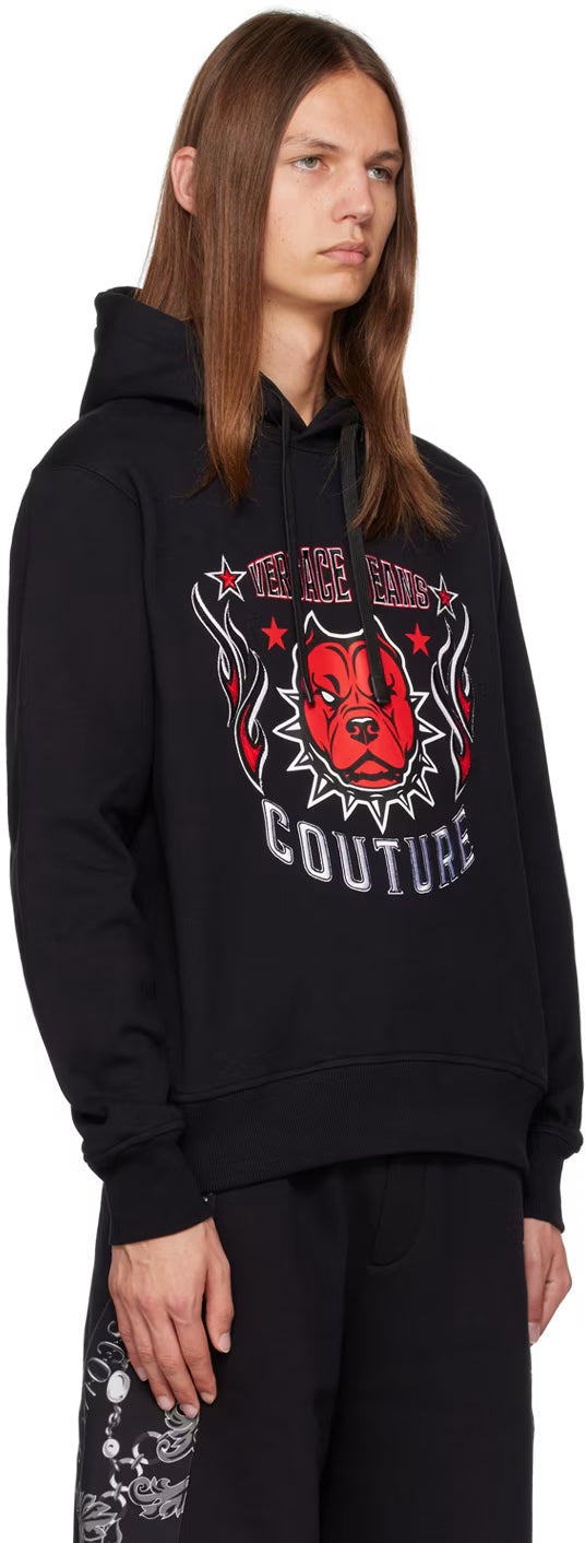 Black Embroidered Hoodie