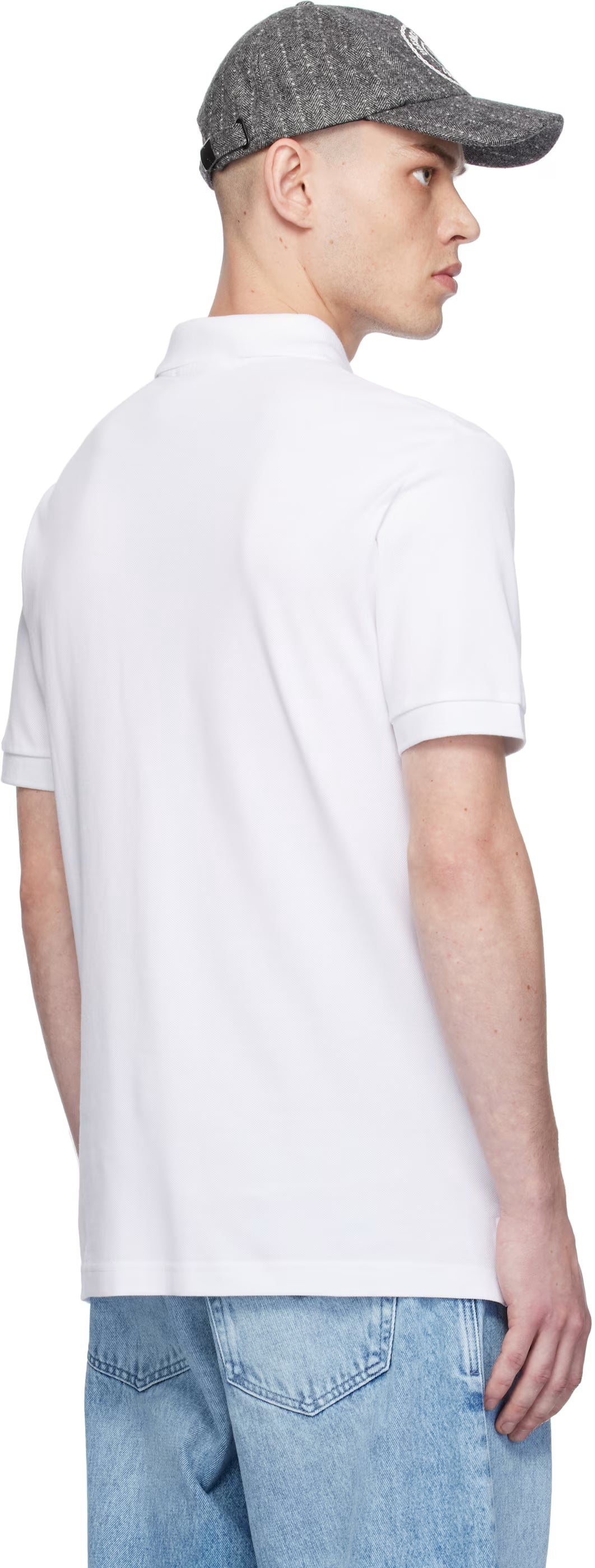 White Logo Slim-Fit Polo