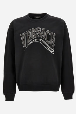 Print And Studs Greca Varsity Logo Sweatshirt In Jersey Fabric