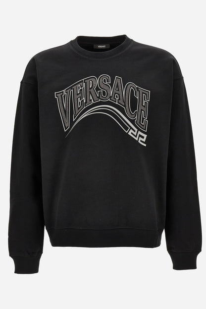 Print And Studs Greca Varsity Logo Sweatshirt In Jersey Fabric