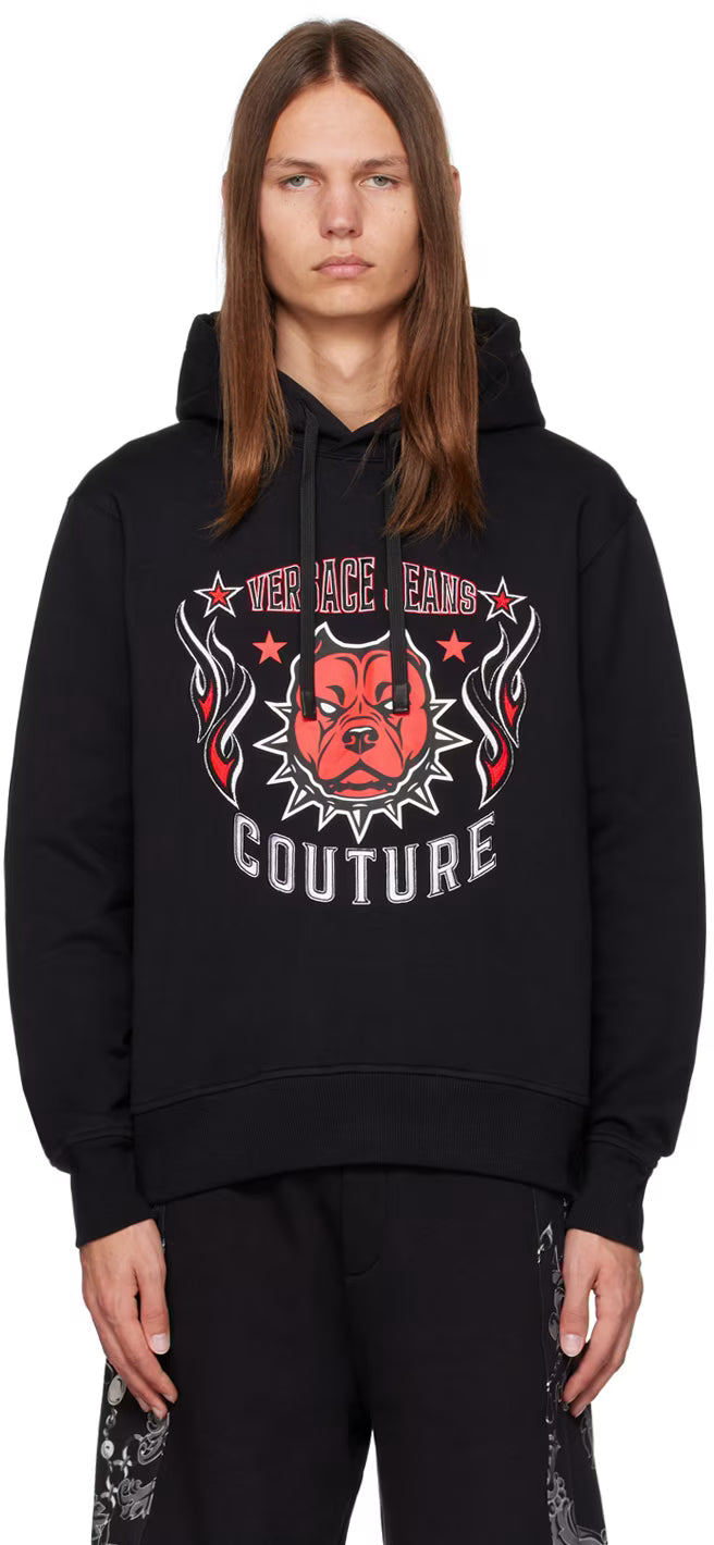 Black Embroidered Hoodie