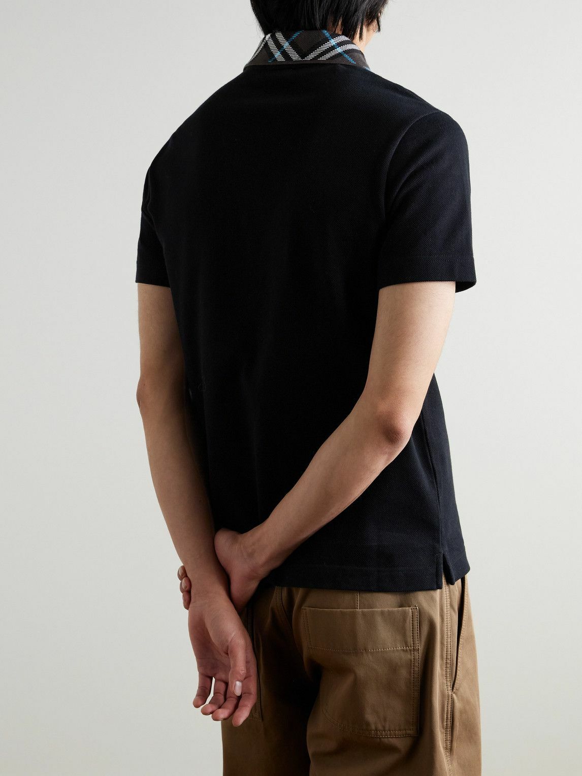 Burberry - Slim-Fit Cotton-Piqué Polo Shirt - Black