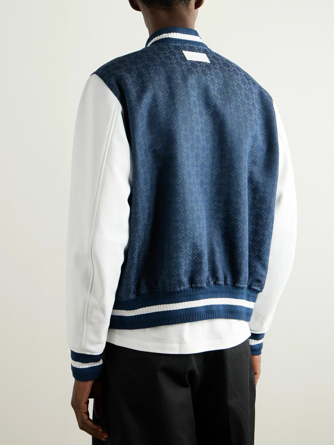 Givenchy - Monogrammed Denim and Leather Varsity Jacket - Blue