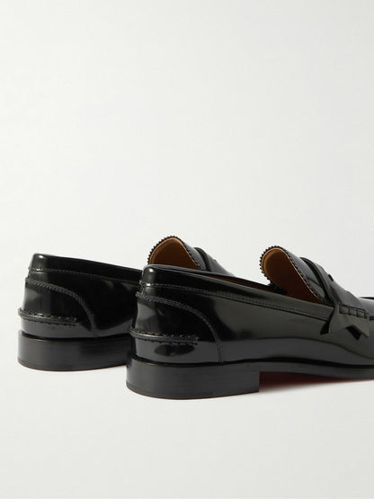 Valentino Garavani Polished Leather Penny Loafers – Black