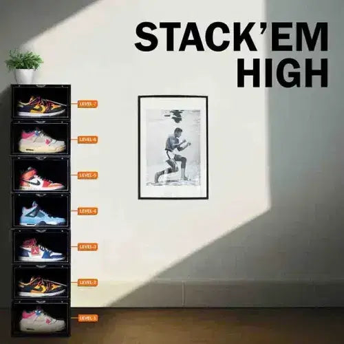 Black Black Stack'Em Sneaker Crates | Shoe Crates (Side Drop) - Size: Pack of 50 Sneakers | Shop From The Mirage