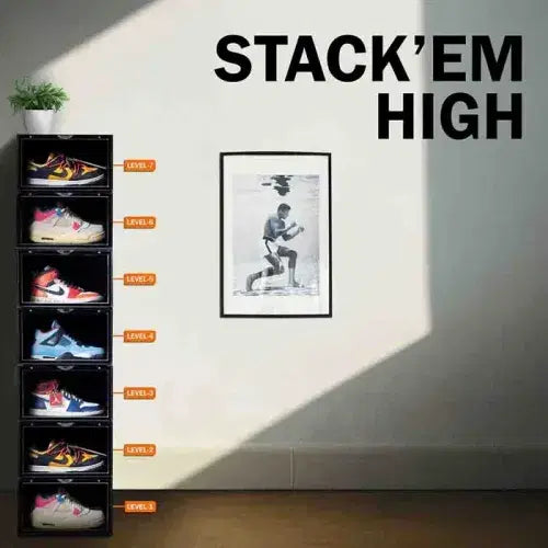 Black Stack'Em Sneaker Crates | Shoe Crates (Side Drop)