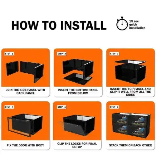 Black Black Stack'Em Sneaker Crates | Shoe Crates (Side Drop) - Size: Pack of 50 Sneakers | Shop From The Mirage