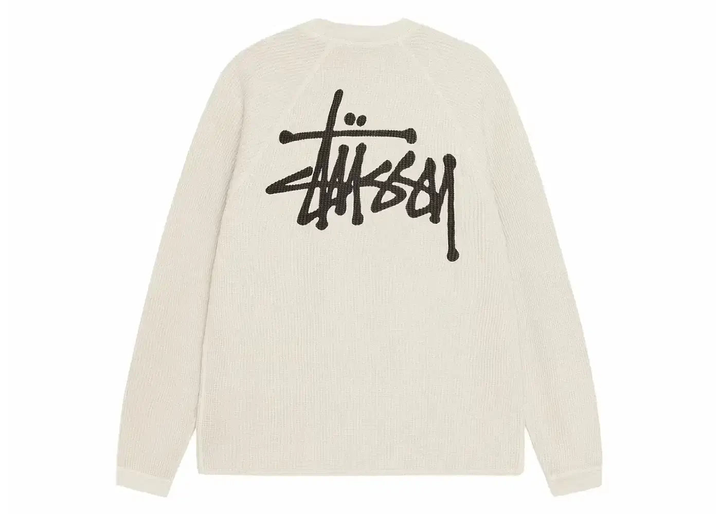 Stussy Stussy Raglan Thermal LS Crew Bone - Size: XS Sweatshirts | Shop From The Mirage