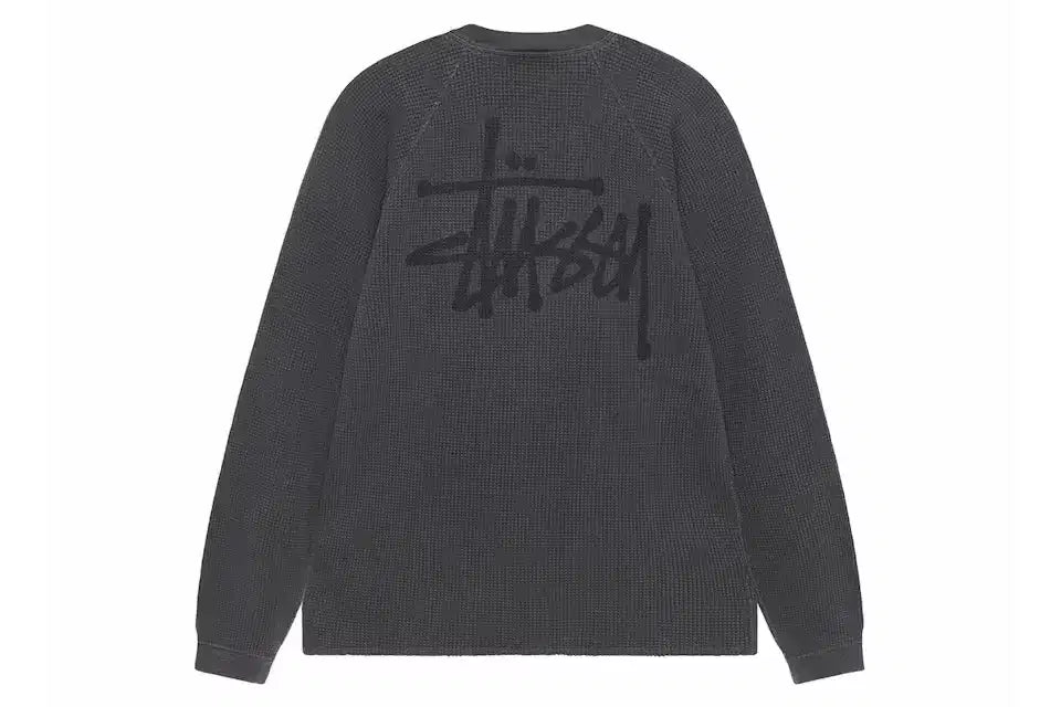 Stussy Raglan Thermal LS Crew Washed Black